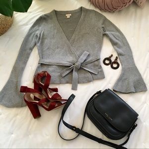 J Crew Bell Sleeve Wrap Sweater
